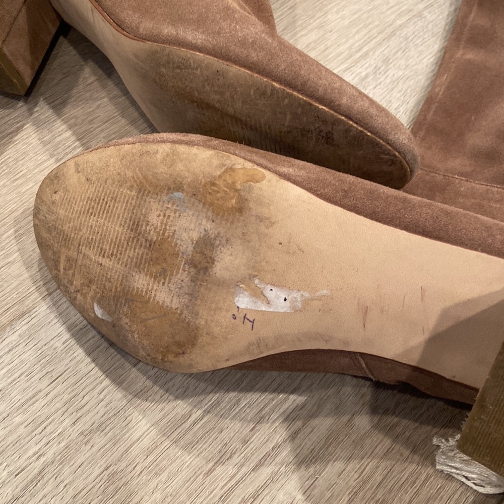 Steve Madden Hero Beige Block Heel Tall Boots - Picture 2 of 7